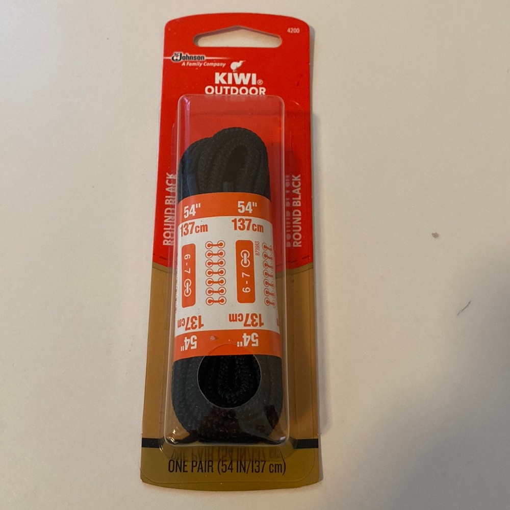 Kiwi Round Black Outdoor Laces (54 inches)
